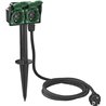 garden socket Schuko 2-gang 2 meters 3x2,5mm² black