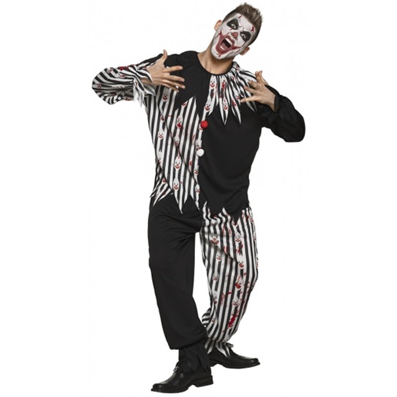 Blutiger Clown Kostüm Männer Schwarz/Weiß Größe 50/52