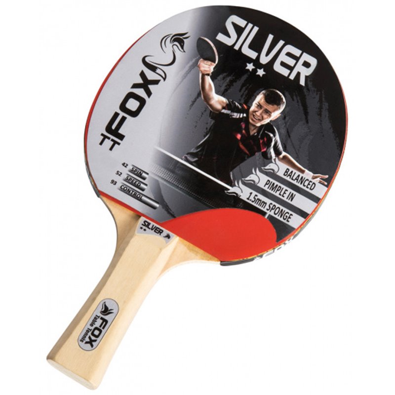 Silver 2 Star tischtennisschläger 23 cm blank/rot