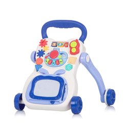 Lustiger Spielkinderwagen mit Klavier, Telefon und Zeichenbrett Blau