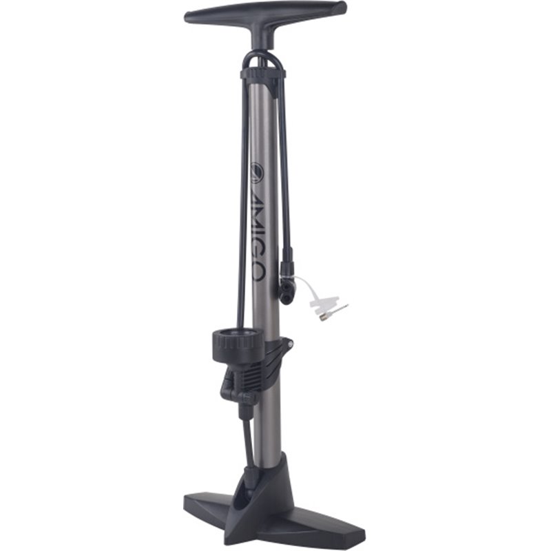 bicycle pump with pressure gauge 11 Bar 61 cm anthracite