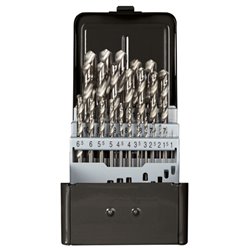 Spiral drill bit set 1-13 mm Silver 25-piece