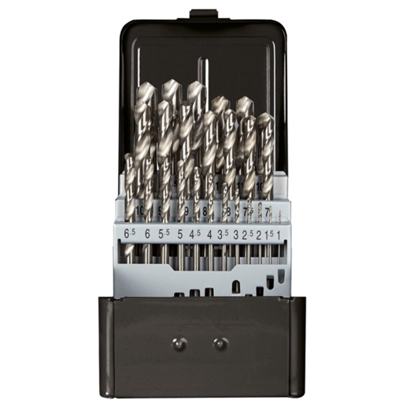 Spiral drill bit set 1-13 mm Silver 25-piece