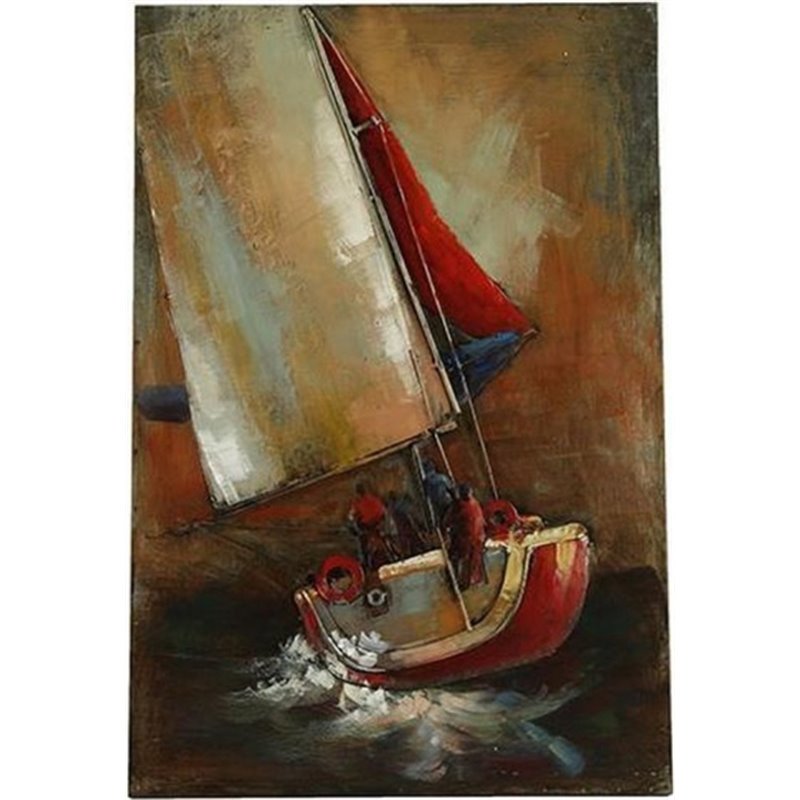 Boat Painting 60 x 90 cm Steel Brown/orange