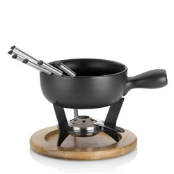 Country fondue set 6 persons 2 liters 10-piece black