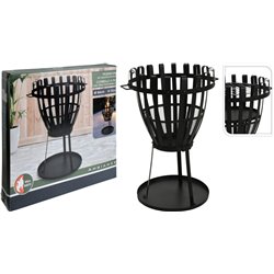 2-in1 Fire basket with BBQ Grill 660°C Ø 54 cm Black