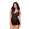 868-BAB-1 Babydoll and Thong Black