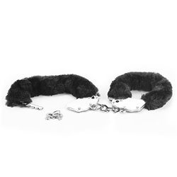 Furry Metal Handcuffs Black