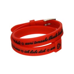 Il MEZZOMETRO Mod. I LOVE YOU SILVER BUCKLE EDITION - RED - Bracciale in silicone/silicone bracelet