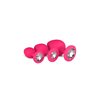 3 Pieces Butt Plug Set with Crystal Silicone Pink