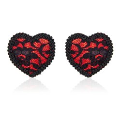 Nipple Covers with Lace Black/Red