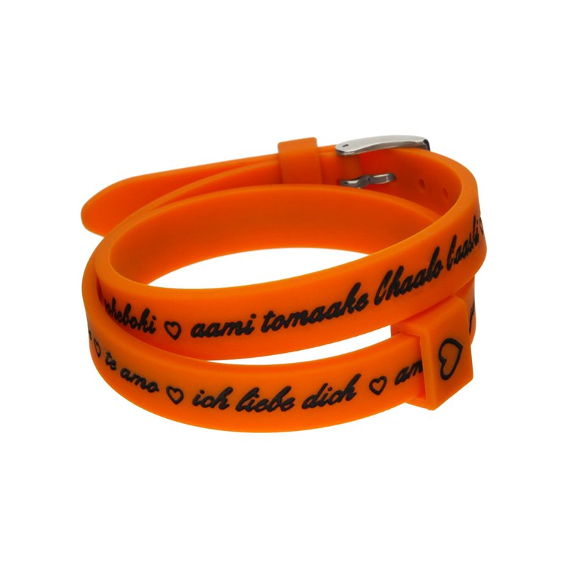 Il MEZZOMETRO Mod. I LOVE YOU SILVER BUCKLE EDITION - ORANGE - Bracciale in silicone/silicone bracelet