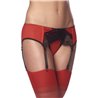 Garter Belt with Thong and Stockings Black and Red