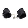 Leather Handcuffs with Big Hoops Black