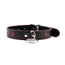 Collar with Metal Leash Black/Red