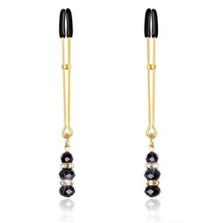 Nipple Clamps with Glass Beads Golden