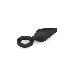 Black Buttplugs With Pull Ring - Small