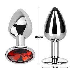 Butt Plug with Jewel Red Rubby Size L Aluminium