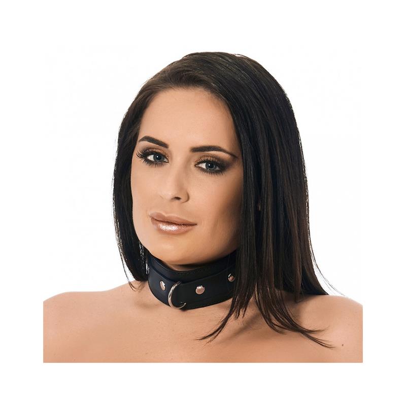 Leather Collar with Studs and D-Ring