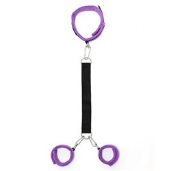 Handcuffs to Collar with Leash Adjustable Purple