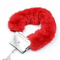 Furry Metal Handcuffs Red