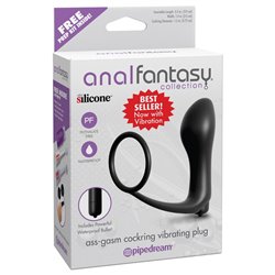 Ass-Gasm Cockring Vibrating Plug - Colour Black