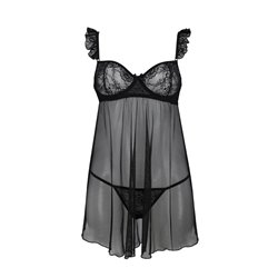 Milagros Chemise and Thong Black