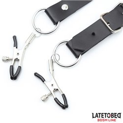 Leg Bondage Strap with Clitoris Clamps