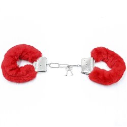 Furry Metal Handcuffs Red