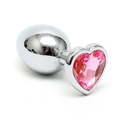 Butt Plug Plated Steel Crystal Heart Pink