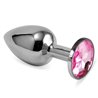 Butt Plug Silver Rosebud Classic with Pink Jewel Size S