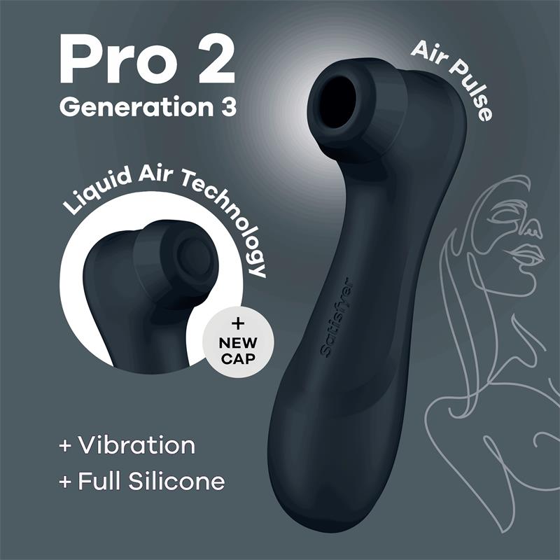 Pro 2 Gener 3 Liquid Air Technology Suction and Vibration Black