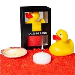 Set Bath Salts Aroma Red Fruits, Duck, Candle and Shell 150 gr