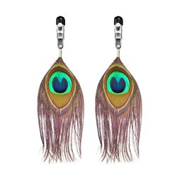 Nipple Clamps with Peacock Feather