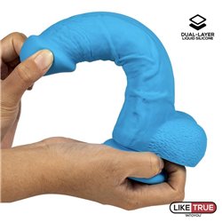 Realistic Dildo Liquid Silicone Dual Layer 8 Blue