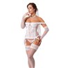 Bridal Set Corset, Thong, Stockings, Gloves, and Veil