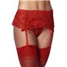 Garter Belt with Thong and Stockings Red