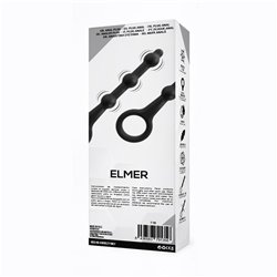 Elmer Beaded Butt Plug with Easy Pull Ring Silicone Black