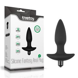 Butt Plug Fantasy Plug with Vibration Black