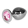 Metal Butt Plug RoseBud Classic with Pink Jewel Size L