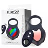 Darkblack Vibrating Ring with Led Remote Control USB Silicone