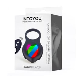 Darkblack Vibrating Ring with Led Remote Control USB Silicone