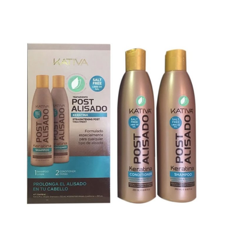 Kativa Keratina Shampoo Straight Hair 250ml Set 2 Pieces - unisex