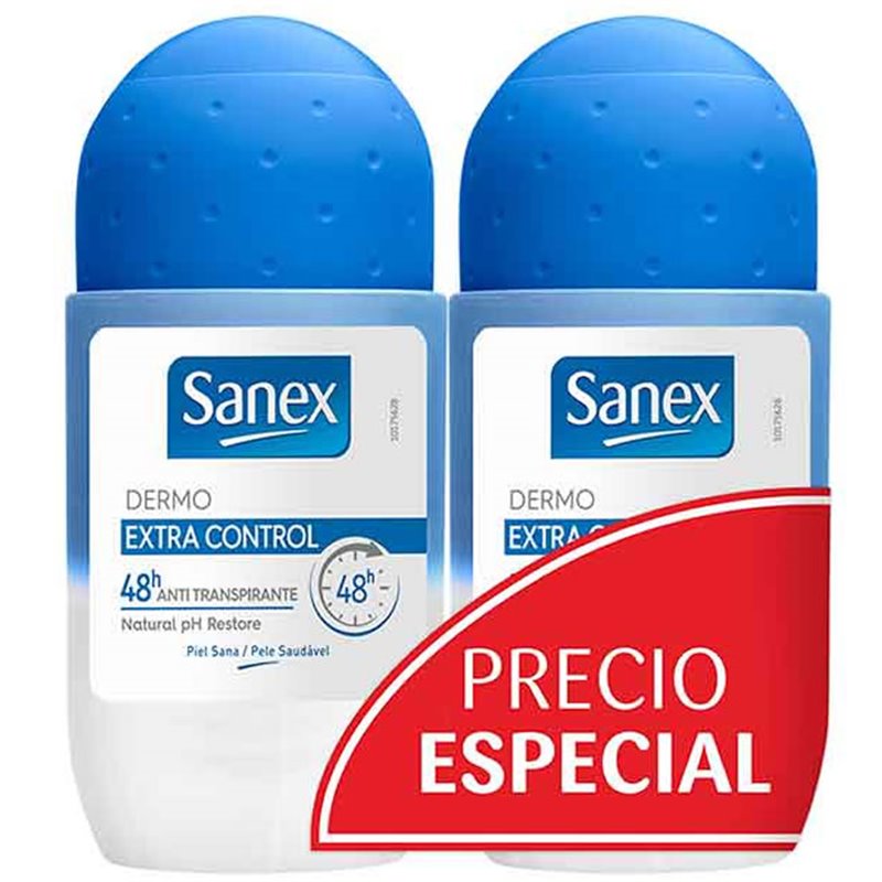 Sanex Dermo Extra Control 48h Deodorant Roll On Duplo 2x50ml - unisex