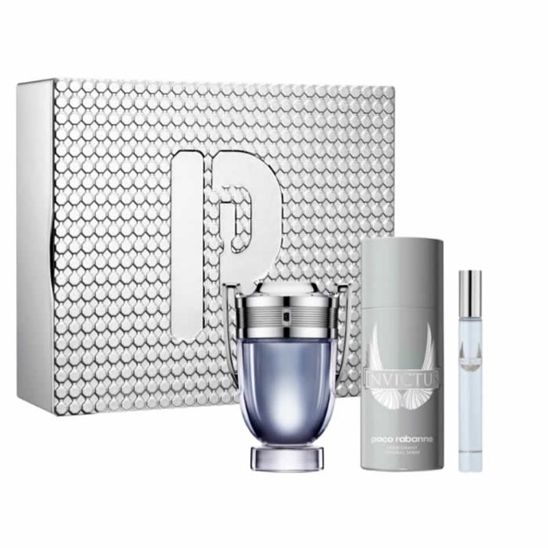 Paco Rabanne Invictus Eau De Toilette Spray 100ml Set 3 Pieces - man