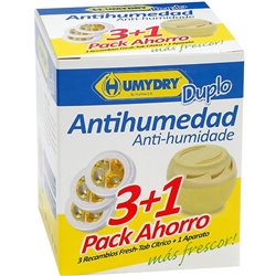 Humydry Lemon Scented Moisture Absorber 3 Pack Refills + 1 Free Device - unisex