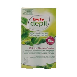 Byly Depil Hair Removal Strips Facial With Mint And Green Tea 12 Units - unisex - Teknashop Ltd