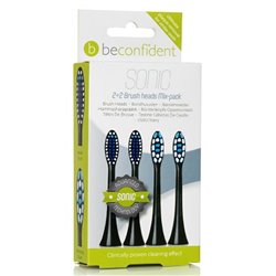 Beconfident Sonic Whitening & Regular Brush Heads Black 2+2 Units - unisex - Teknashop Ltd