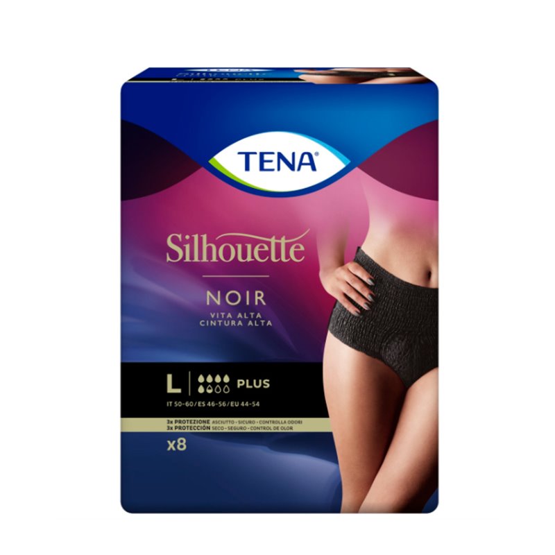 Tena Silhouette Tall Black Panty L 8U - unisex