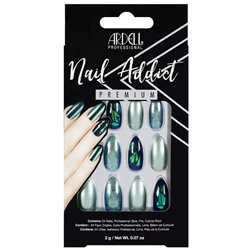 Ardell Nail Addict Green Glitter Chrome False Nails - unisex